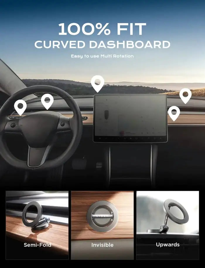 Magsafe Car Mount,【Folding & 360° Rotation】 All-Metal Magnetic Phone Holder for Car, Strong Magnets iPhone Car Mount Hands Free Phone Holders for Your Car Dash Fits iPhone & MagSafe Case