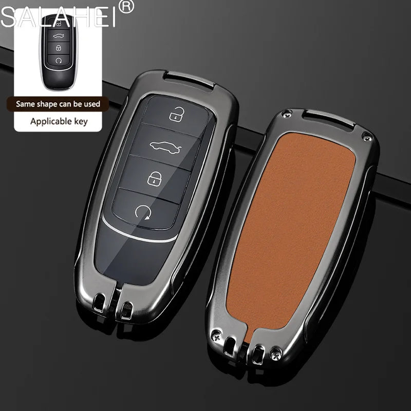 Zinc Alloy Leather Car Key Cover Case Shell Holder Fob For Chery Tiggo 7 Tiggo 8 Pro 8 PLUS Arrizo 5 Protector Auto Accessories