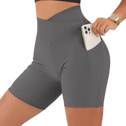 Sports Shorts Women High Waist Workout Seamless Fitness Yoga Shorts