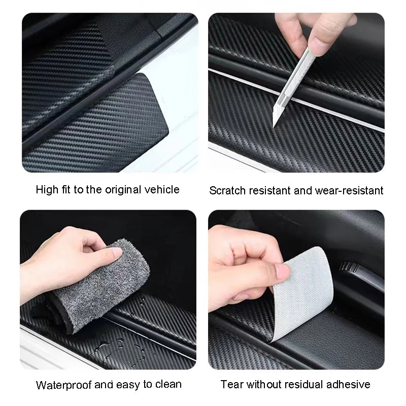 Carbon Fiber Car Door Threshold Scuff Plate for Chery Tiggo 3/4/5/5X/6/7/8 Pro – Rear Bumper Protector Stickers