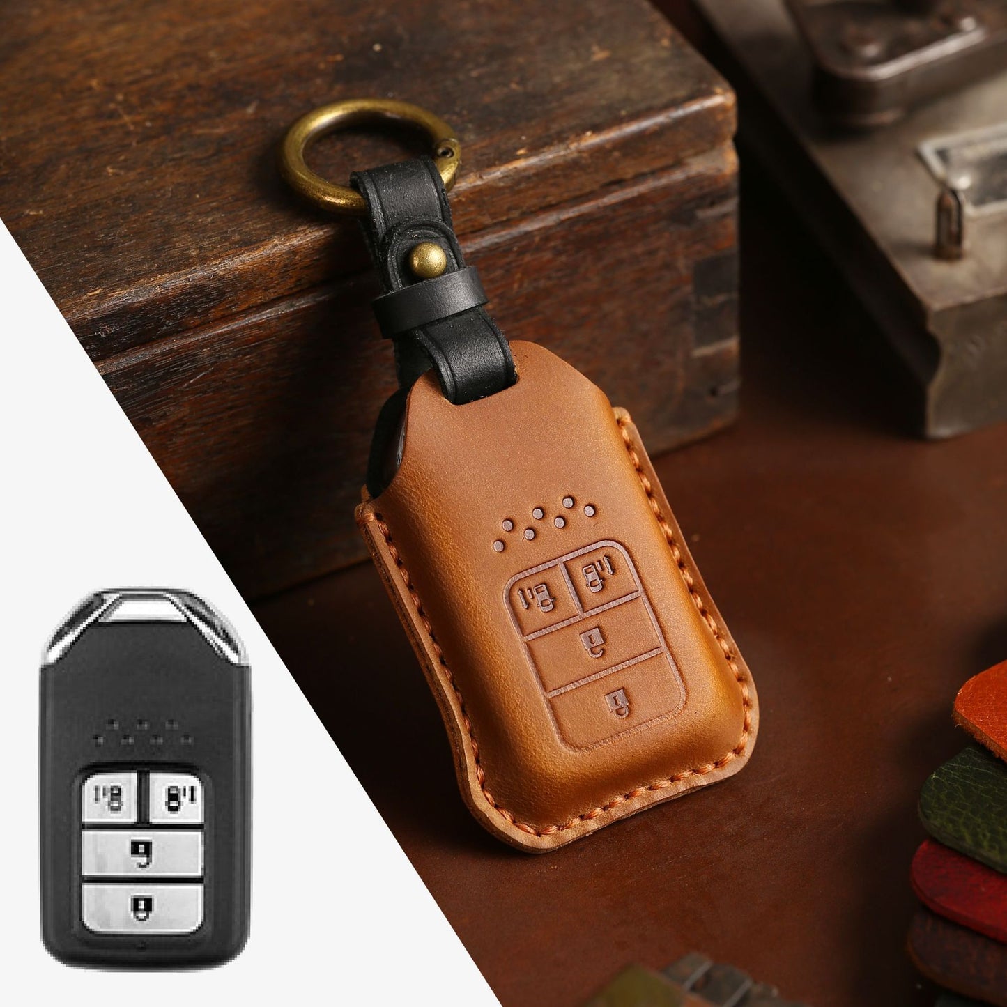 Full Leather Car Key Case Cowhide