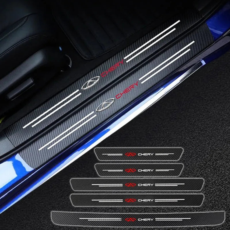 chery Car Door Threshold Carbon Fiber decoration Sticker For chery tiggo 2 3 4 7 Pro 8 pro Arrizo8 Stickers Accessories