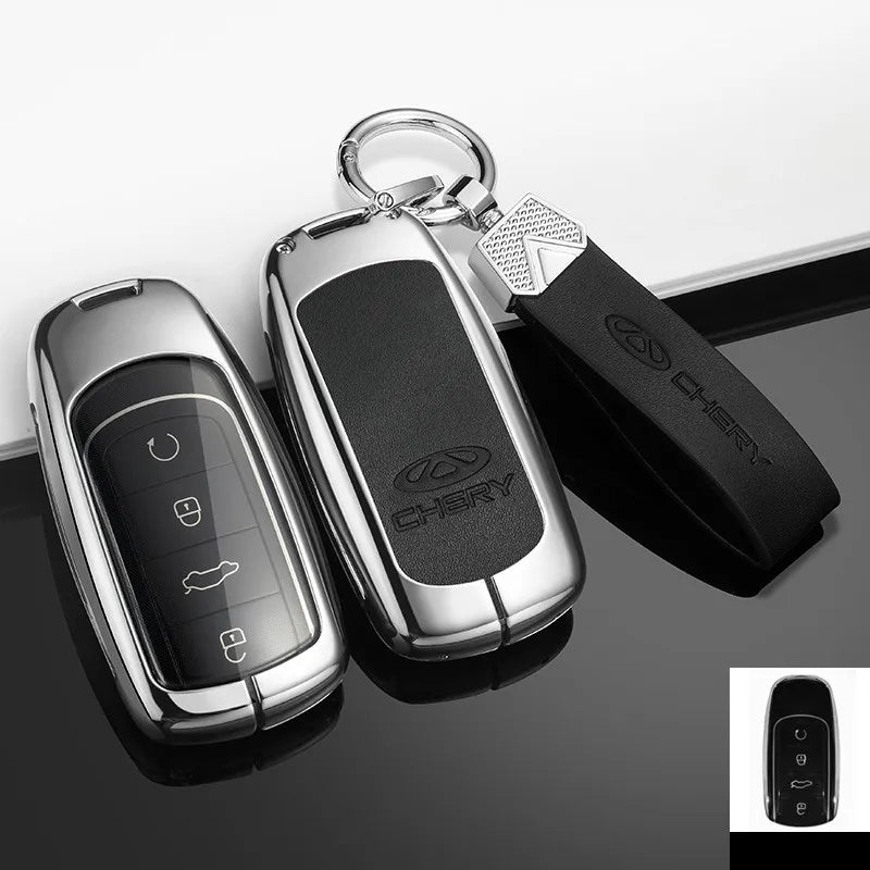 Leather Zinc Alloy Remote Key Case Full Cover For Chery Tiggo 7 Tiggo 8 Pro 8 PLUS Arrizo 5 Protective Shell Car Accessories