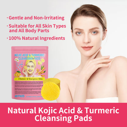 Gentle Skin Care Daily Cleaning Exfoliating Compressed Sponge Turmeric Kojic Acid Cleansing Pad