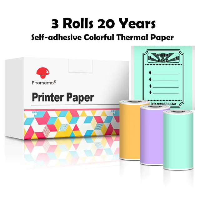 Phomemo 3 Rolls Self-adhesive Transparent Sticker Thermal Paper