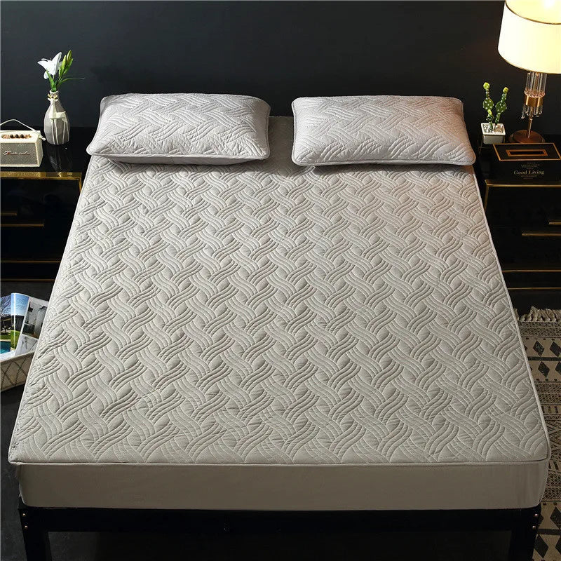 Thicken Quilted Mattress Cover King Queen Quilted Bed Fitted Bed Sheet Anti-Bacteria Mattress Topper Air-Permeable Bed Cover