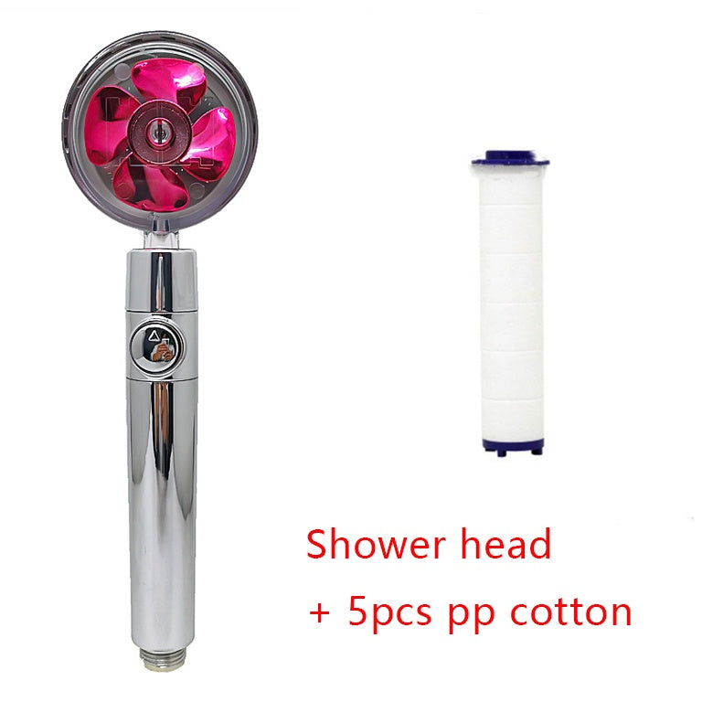 Shower Head Water Saving Flow 360 Degrees Rotating With Small Fan ABS Rain High Pressure Spray Nozzle Bathroom Accessories