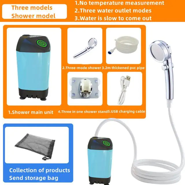 Outdoor Camping Shower Portable Electric Shower Pump IPX7 Waterproof with Digital Display for Camping Travel Beach Pet Watering