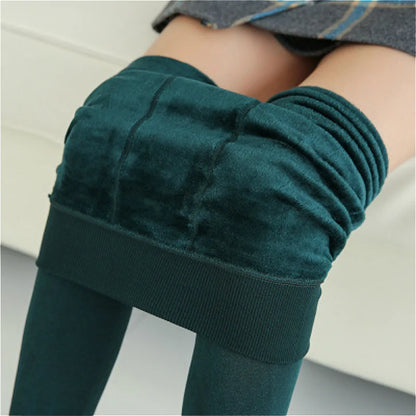 Women's winter leggings autumn/winter extra fleece extra pearl fleece all-body warm pants high waist elastic foot