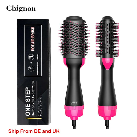 2-in-1 Electric Hair Dryer Volumizer Straightener Curler Comb