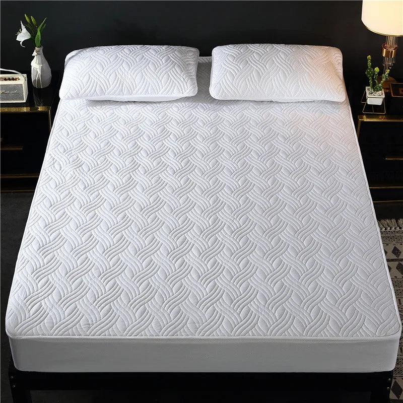 Thicken Quilted Mattress Cover King Queen Quilted Bed Fitted Bed Sheet Anti-Bacteria Mattress Topper Air-Permeable Bed Cover