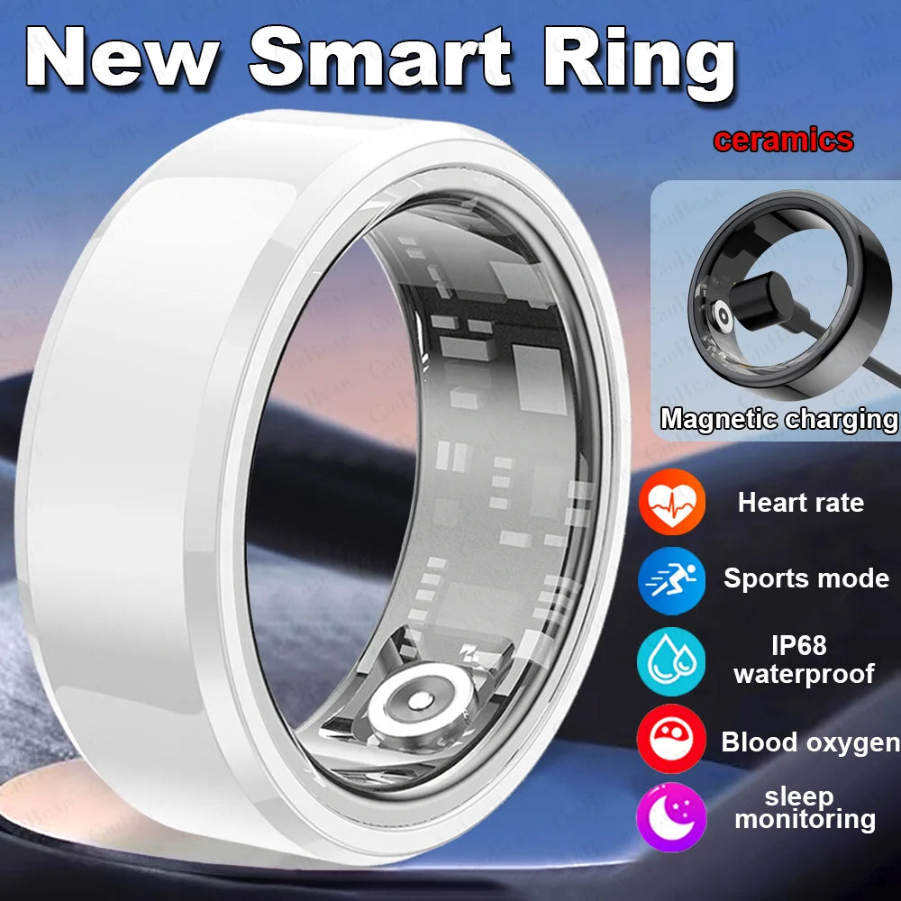 2024 Smart Ring Men Women IP68 Waterproof Heart Rate Blood Oxygen Sleep Health Monitor Sport Fitness Health Ring for Android IOS