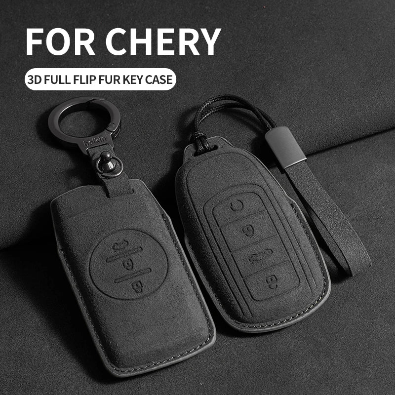 Suede Car Protector Cover Remote Fob Holder chain For Chery Tiggo 8 Arrizo 5 7 Pro Eq7 5x 3x Tiggo 7 Gx Pro 2020