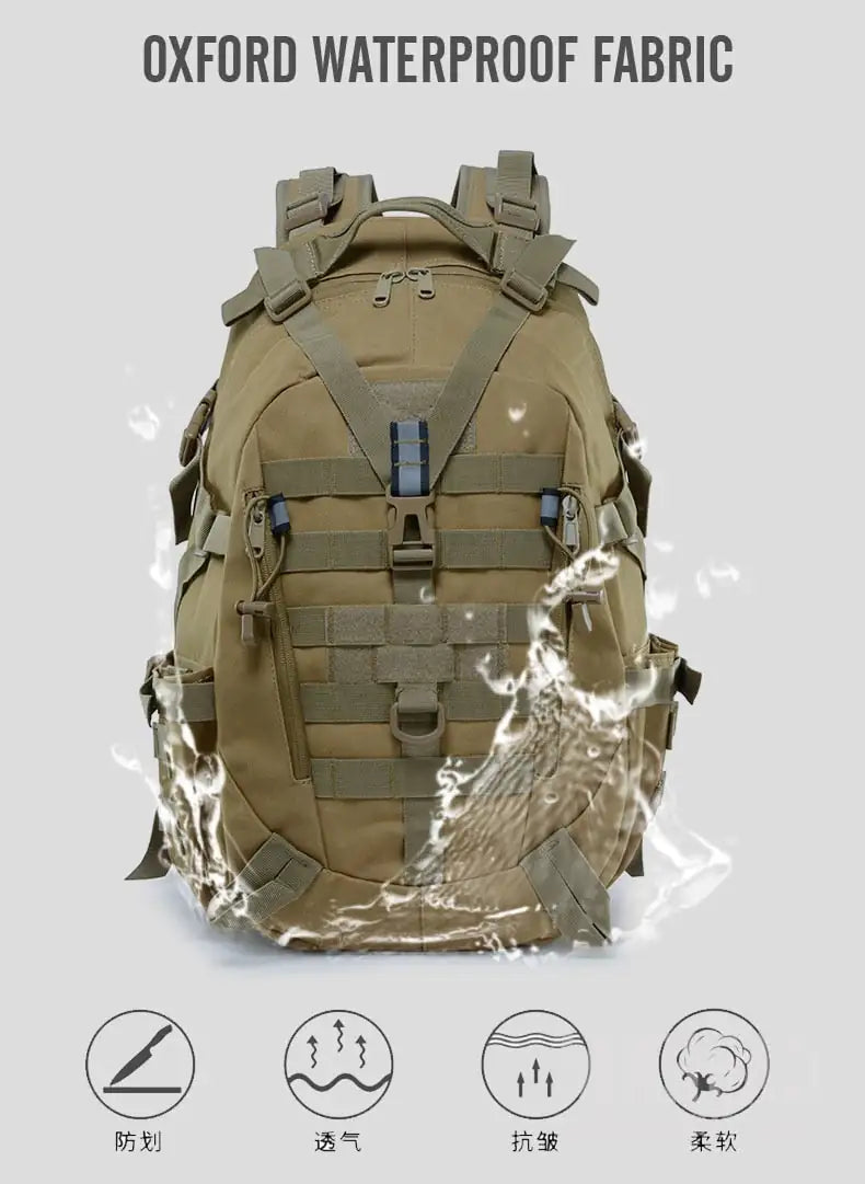 Waterproof Hiking Backpack | Survival Reflective Tactical Bag | Durable & Weather-Resistant for Outdoor Adventures