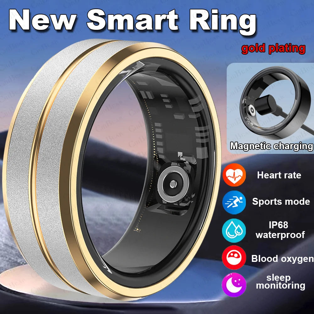 2024 Smart Ring Men Women IP68 Waterproof Heart Rate Blood Oxygen Sleep Health Monitor Sport Fitness Health Ring for Android IOS