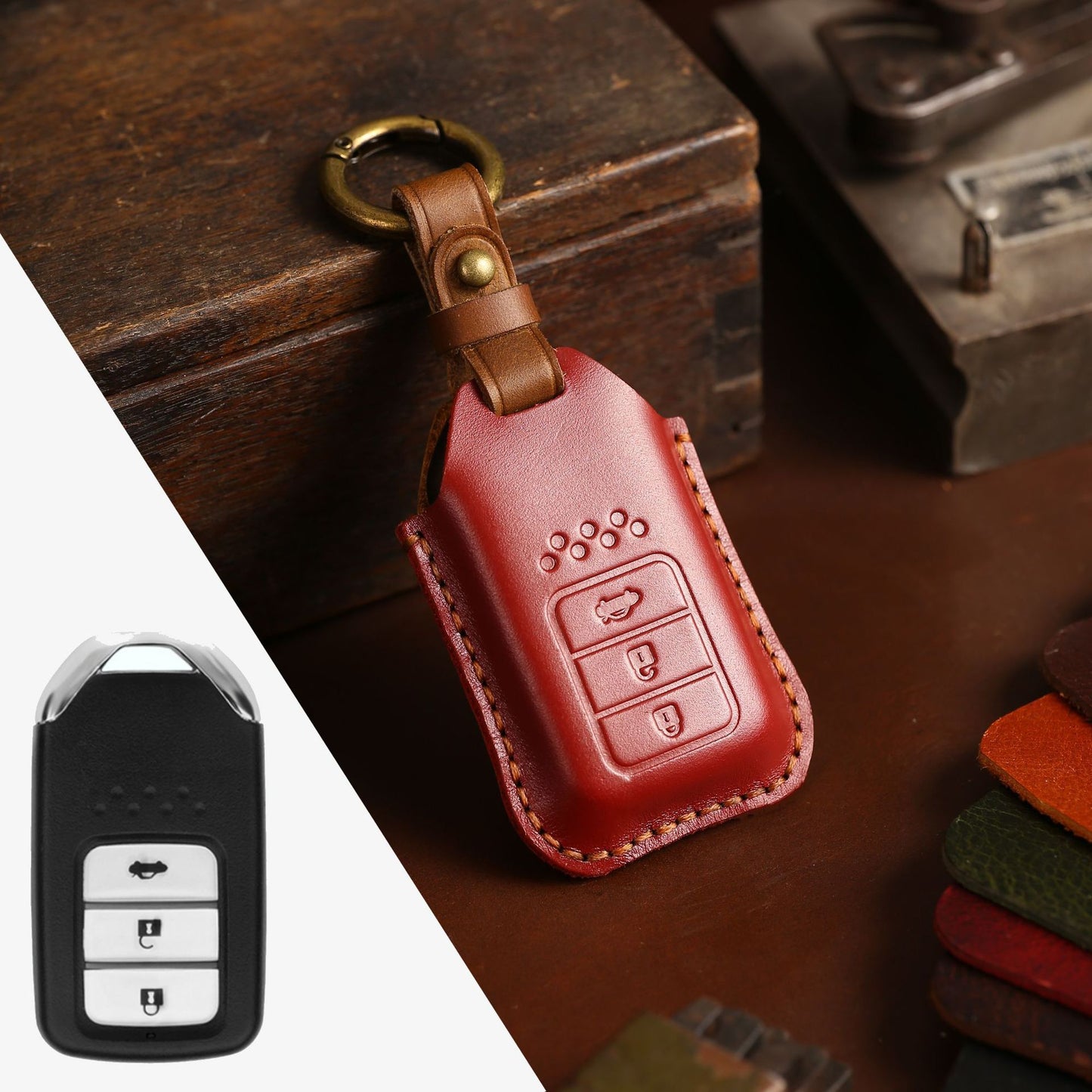 Full Leather Car Key Case Cowhide