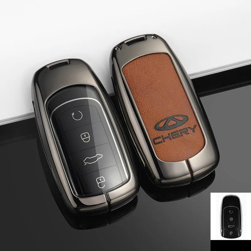 Leather Zinc Alloy Remote Key Case Full Cover For Chery Tiggo 7 Tiggo 8 Pro 8 PLUS Arrizo 5 Protective Shell Car Accessories