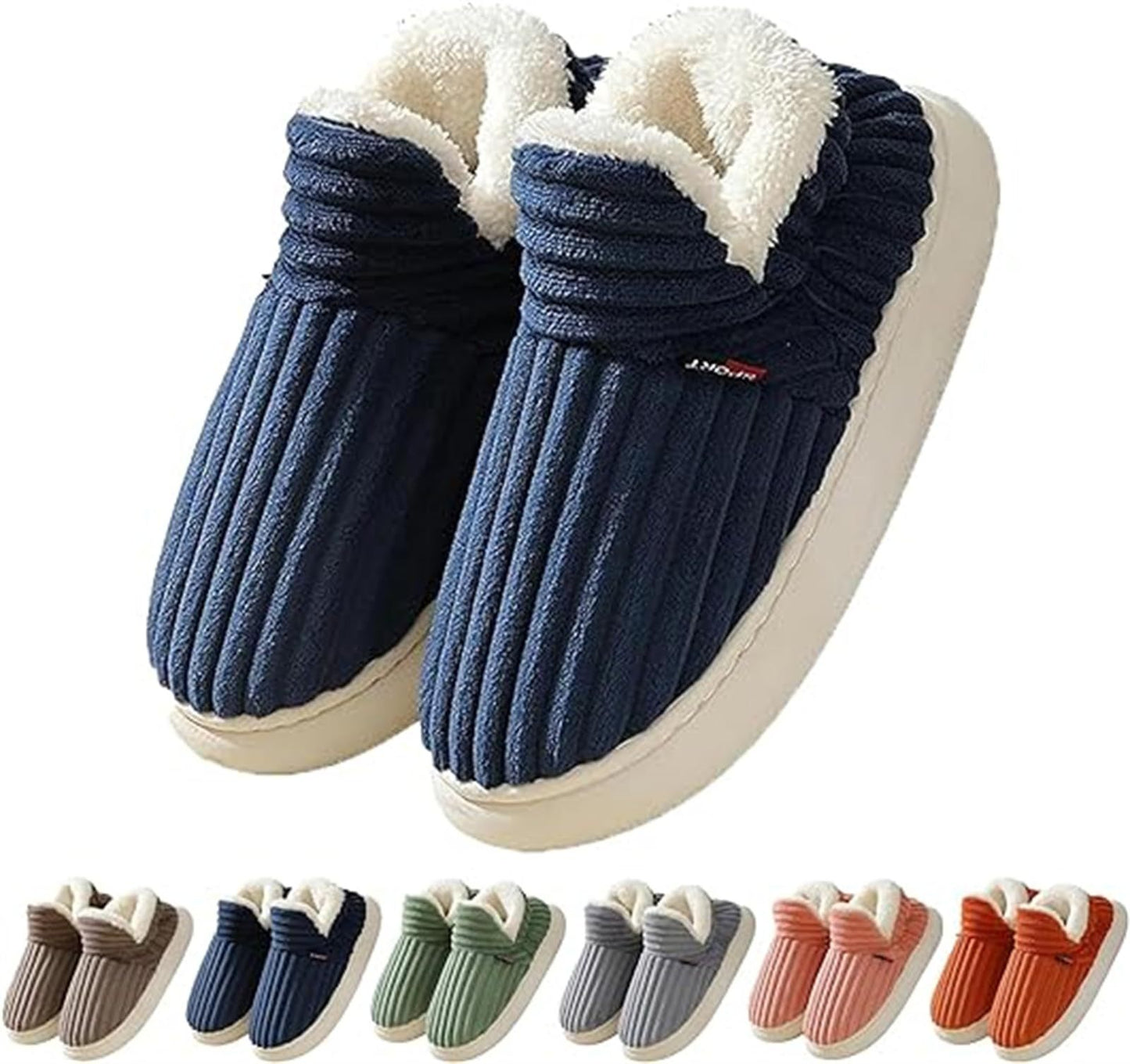 Men Winter New Women Cotton Slippers Outdoor Fashion Couple Slippers Warm Indoor Bedroom Cotton Plush Shoes Fleece Fluffy