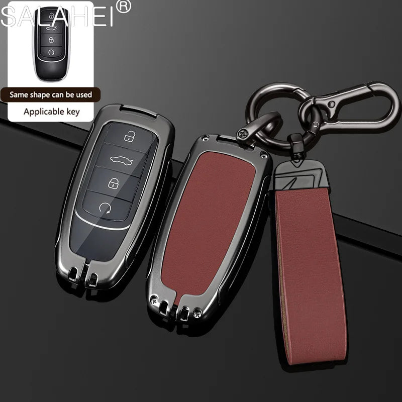 Zinc Alloy Leather Car Key Cover Case Shell Holder Fob For Chery Tiggo 7 Tiggo 8 Pro 8 PLUS Arrizo 5 Protector Auto Accessories