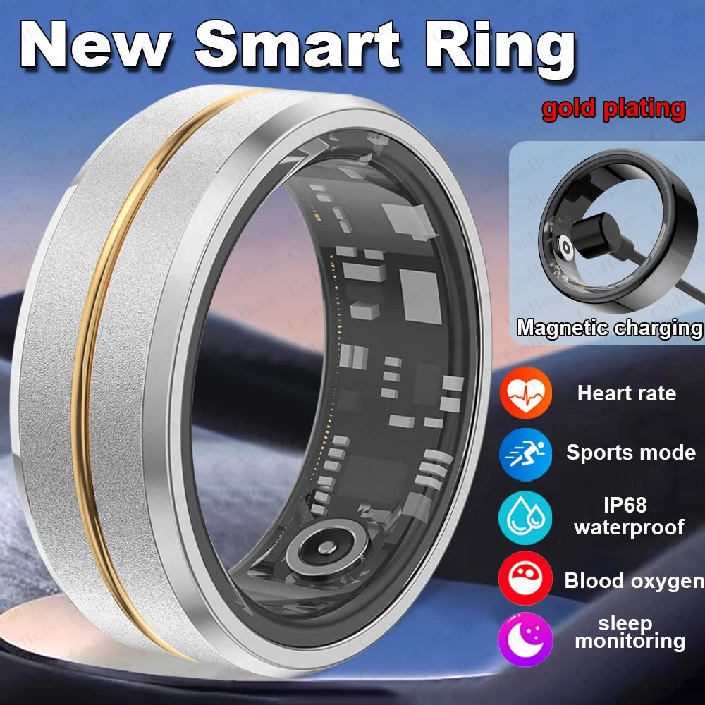 2024 Smart Ring Men Women IP68 Waterproof Heart Rate Blood Oxygen Sleep Health Monitor Sport Fitness Health Ring for Android IOS