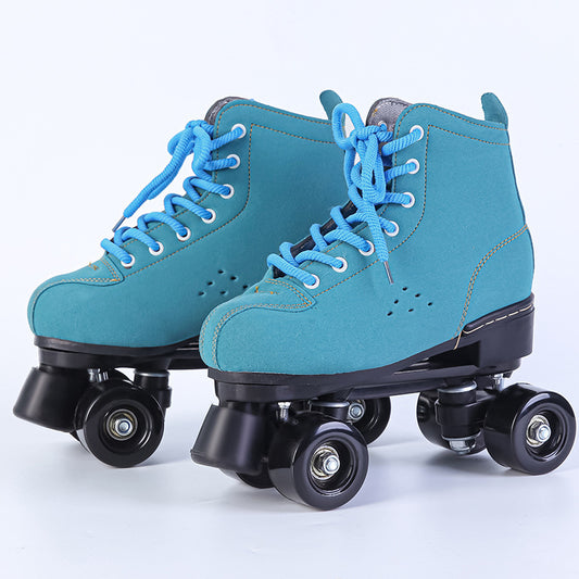 Sports Roller Skates for Men & Women - High-Performance PU Wheels, Rubber Sole, Adjustable Sizes (34-45), Blue & Black Design