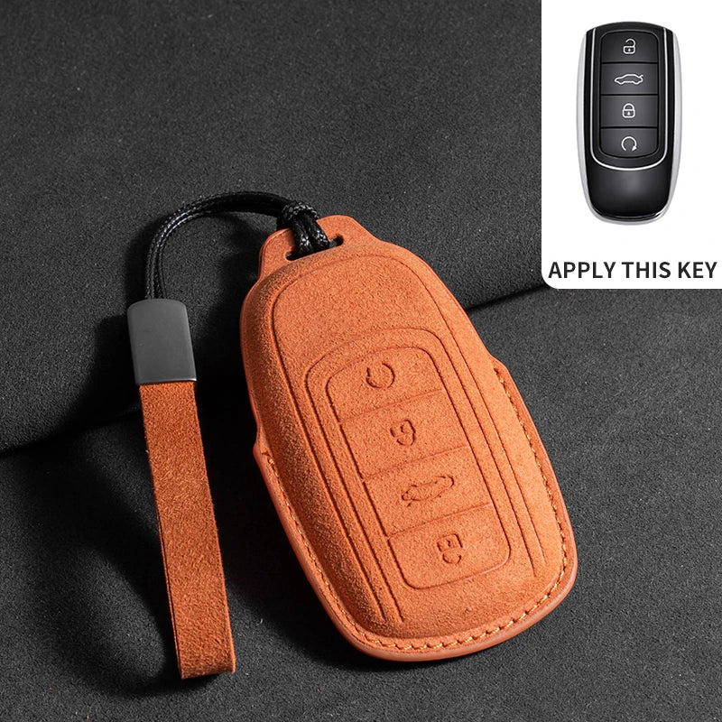 Suede Car Protector Cover Remote Fob Holder chain For Chery Tiggo 8 Arrizo 5 7 Pro Eq7 5x 3x Tiggo 7 Gx Pro 2020