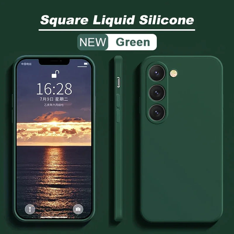 New Luxury Liquid Silicone Case For Samsung Galaxy S24 S23 S22 S21 S20 Ultra Plus FE A54 A53 A52 A73 5G 4G Shockproof Soft Cover