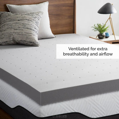 4 Inch Mattress Topper Queen, Memory Foam, Bamboo Charcoal Infusion, Cooling Ventilation, Hypoallergenic, Mattress Toppers