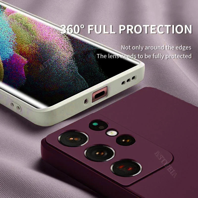 New Luxury Liquid Silicone Case For Samsung Galaxy S24 S23 S22 S21 S20 Ultra Plus FE A54 A53 A52 A73 5G 4G Shockproof Soft Cover