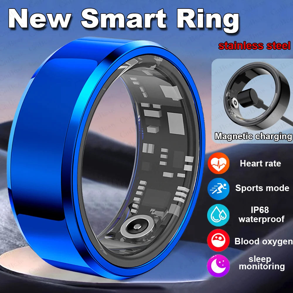 2024 Smart Ring Men Women IP68 Waterproof Heart Rate Blood Oxygen Sleep Health Monitor Sport Fitness Health Ring for Android IOS