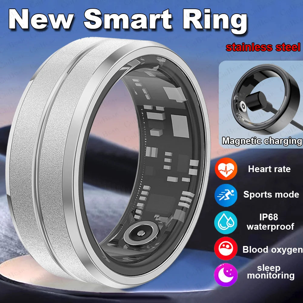 2024 Smart Ring Men Women IP68 Waterproof Heart Rate Blood Oxygen Sleep Health Monitor Sport Fitness Health Ring for Android IOS