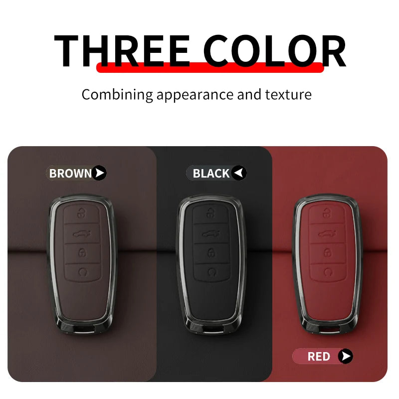 Metal Leather Car Key Case Cover For Chery Tiggo 8 Pro Tiggo 8plus New 5 plus 7pro Chery Tiggo 7 Pro Max Omoda 5 C5 Modod Shell