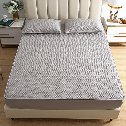 Thicken Quilted Mattress Cover King Queen Quilted Bed Fitted Bed Sheet Anti-Bacteria Mattress Topper Air-Permeable Bed Cover