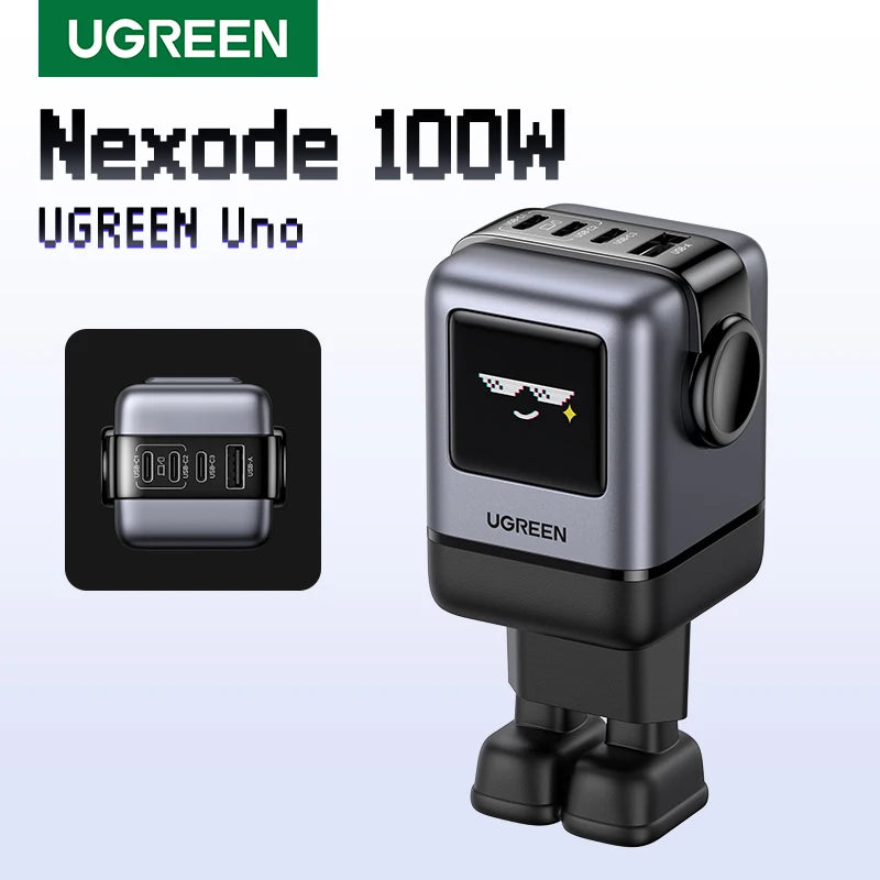 UGREEN Uno 100W GaN Charger Robot Design QC4.0 3.0 PPS PD 3.0 Fast Charger for iPhone 16 15 14 Pro Macbook Air Laptops Tablets