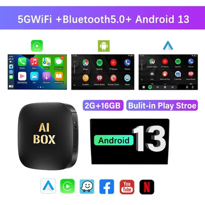 Android 13 CarPlay Smart Ai Box Android Wireless CarPlay Android Auto Adapter For Netflix For YouTube car intelligent systems