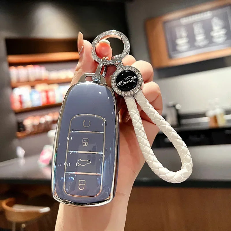 TPU Protective Case for Key Fobs of Chery Tiggo 8 PRO / PRO MAX / OMODA 5C / 7 PRO MAX With Exquisite Keychain