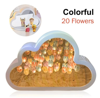 Tulip Night Lamp DIY Material Cloud Tulips Night Lamp Decorative Mirrors Photo Frame LED Table Lights Korean Creative Desk Bedroom Handmade Birthday Gifts