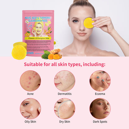 Gentle Skin Care Daily Cleaning Exfoliating Compressed Sponge Turmeric Kojic Acid Cleansing Pad