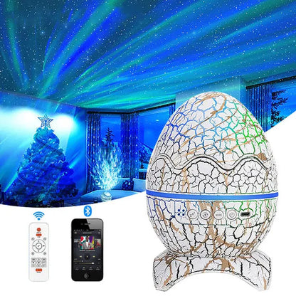 Dinosaur Egg Galaxy Projector: Cosmic Lights, Wireless Music, & White Noise for Kids and Adults