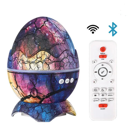 Dinosaur Egg Galaxy Projector: Cosmic Lights, Wireless Music, & White Noise for Kids and Adults