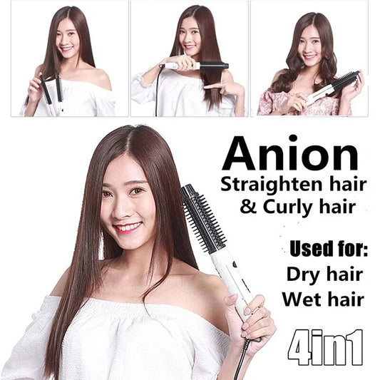 Hair Straightener And Curler Brush Iron