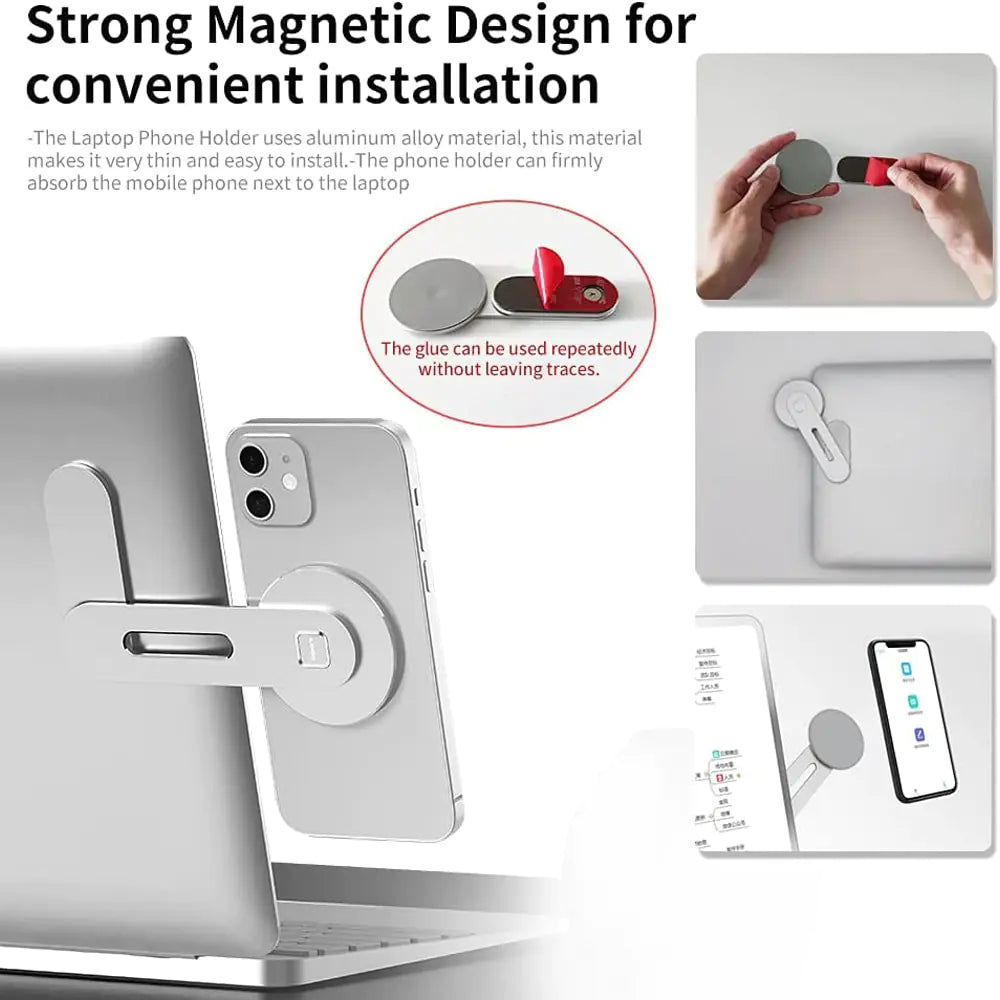 Adjustable Monitor Expansion Bracket Magnetic Screen Side Phone Support Holder for Macbook Air Pro Laptop Magnet Phone Stand