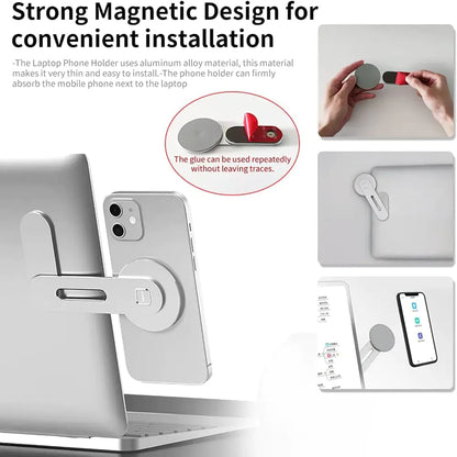 Adjustable Monitor Expansion Bracket Magnetic Screen Side Phone Support Holder for Macbook Air Pro Laptop Magnet Phone Stand