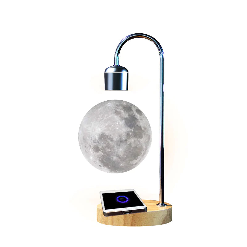 Magnetic Levitation Moon Lamp LED Night Light with Wireless Charging – Perfect Bedroom Décor & Unique Christmas Gift Desk Lamp