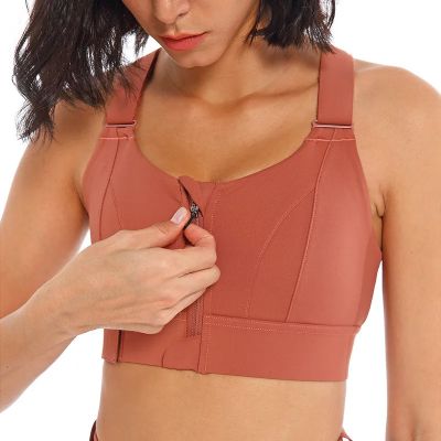 Women’s Sports Bras - Shockproof Front Zipper Yoga Vest with Adjustable Straps | Gym Fitness Athletic Crop Top