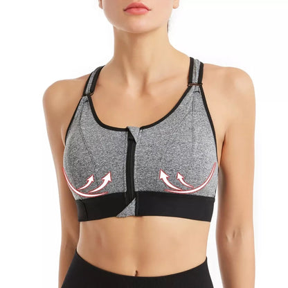 Women’s Sports Bras - Shockproof Front Zipper Yoga Vest with Adjustable Straps | Gym Fitness Athletic Crop Top