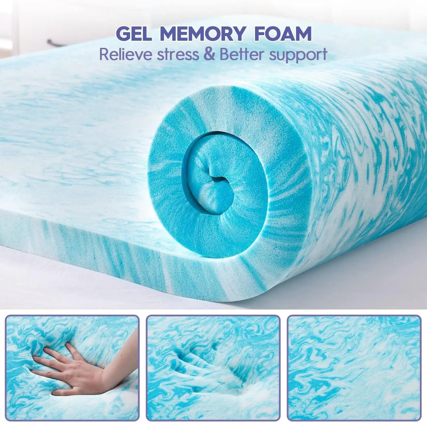 3 Inch Dual Layer Memory Foam Mattress Topper Queen, 2 Inch Memory Foam Plus 1 Inch Down Alternative Pillowtop Mattress Pad