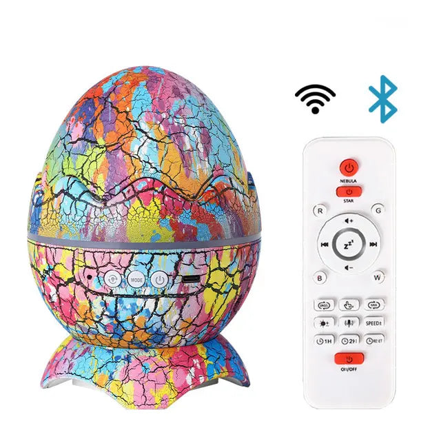 Dinosaur Egg Galaxy Projector: Cosmic Lights, Wireless Music, & White Noise for Kids and Adults