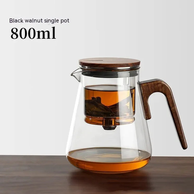 Walnut Full Glass Liner Teapot