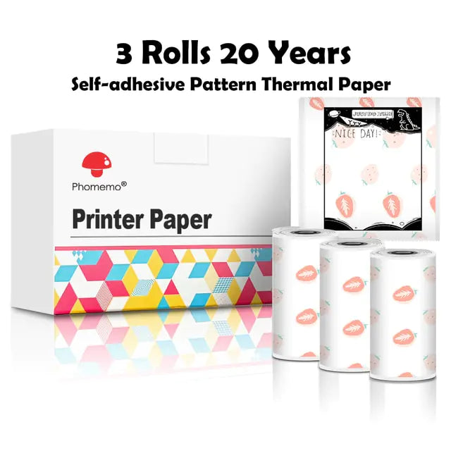 Phomemo 3 Rolls Self-adhesive Transparent Sticker Thermal Paper